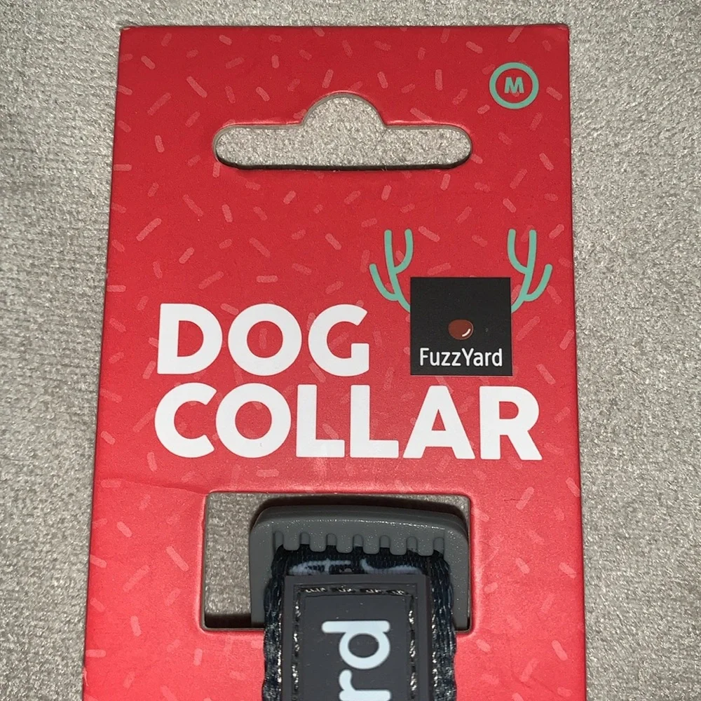 🦋 FUZZYARD Gray SANTA PAWS Set: Collar (Medium) & Leash NWT